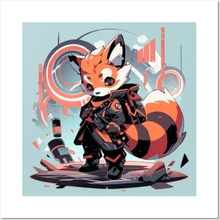 Cyber punk red panda Posters and Art